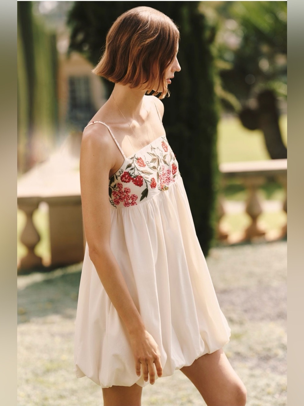 Anthropologie Embroidered Mini Bubble Dress